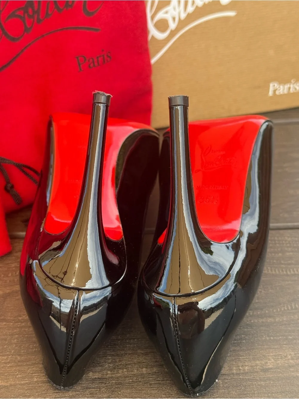 Christian Louboutin Pigalle 100 Black Patent Leather Pumps – Size 35.5